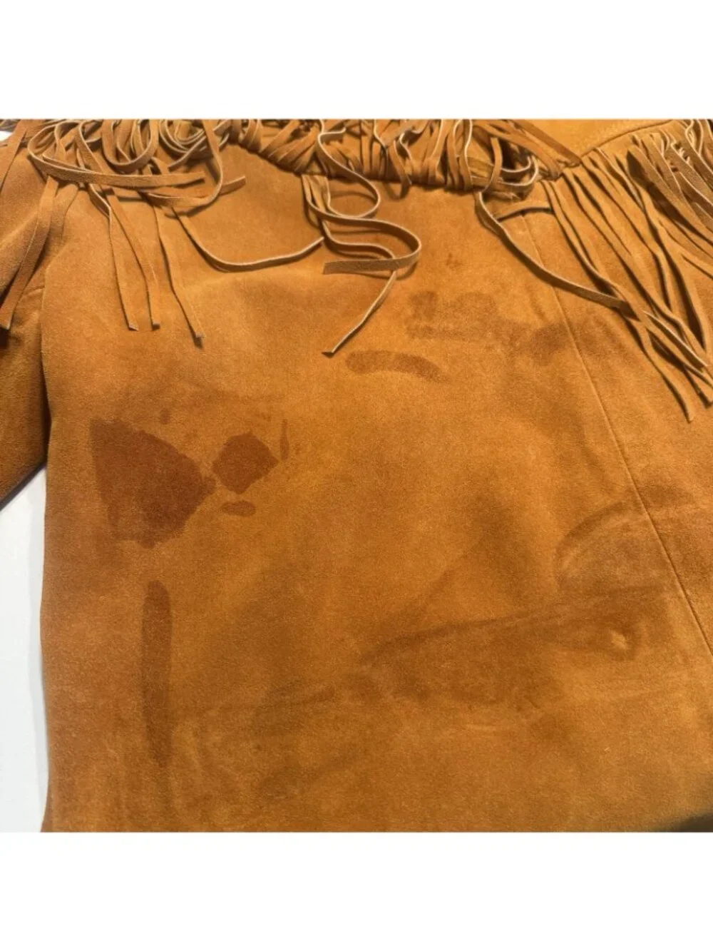 Vintage Leather City Fringe Western Coat Mens Large L Brown